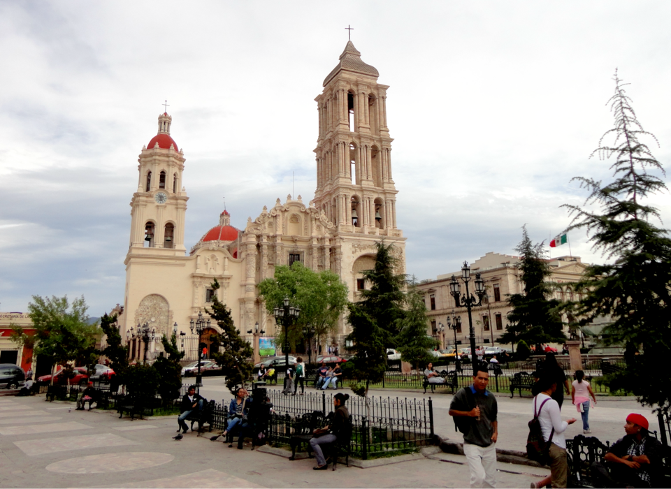 Saltillo: cathedral and Plaza de Armas. City photograph, not the competition venue.